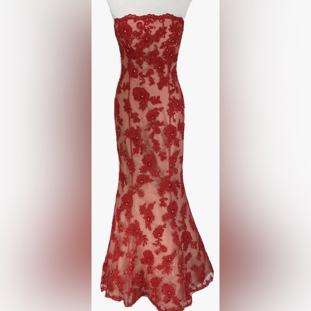 Jovani floral, strapless, mermaid dress